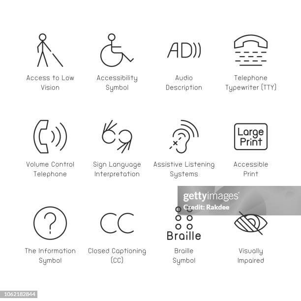 stockillustraties, clipart, cartoons en iconen met handicap toegankelijkheid icons - dunne lijn serie - disabled accessibility