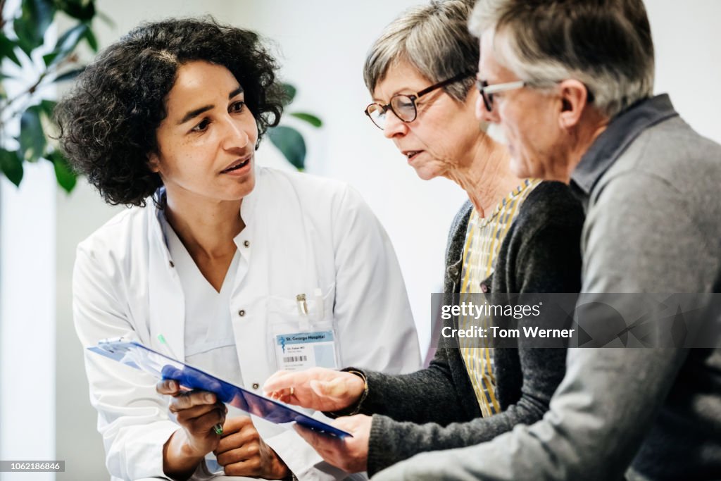 Clinical Doctor Giving Test Results To Patients