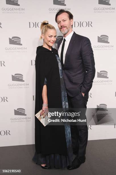 Jaime King and Kyle Newman attend the Guggenheim International Gala Dinner made possible by Dior at Solomon R. Guggenheim Museum on November 15, 2018...