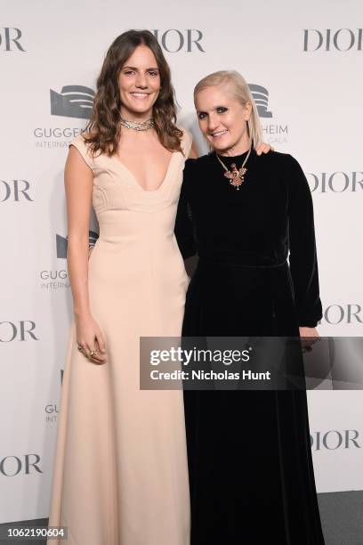 Rachele Regini and Maria Grazia Chiuri attend the Guggenheim International Gala Dinner made possible by Dior at Solomon R. Guggenheim Museum on...