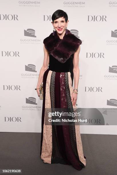 Amy Fine Collins attends the Guggenheim International Gala Dinner made possible by Dior at Solomon R. Guggenheim Museum on November 15, 2018 in New...