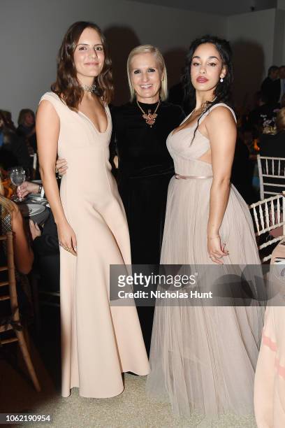 Rachele Regini, Maria Grazia Chiuri and Jorja Smith attend the Guggenheim International Gala Dinner made possible by Dior at Solomon R. Guggenheim...