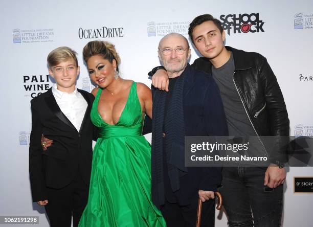 Matthew Collins, Orianne Cevey, Phil Collins and Nicholas Collins attend the 4th Annual Dreaming on the Beach Gala at Fillmore Miami Beach on...