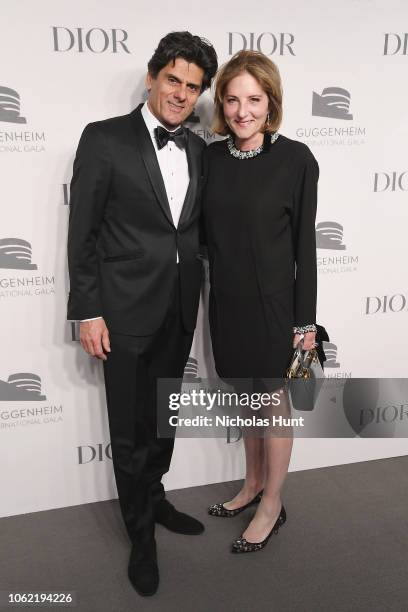 Alain Taghipour and Elizabeth Duggal attend the Guggenheim International Gala Dinner made possible by Dior at Solomon R. Guggenheim Museum on...