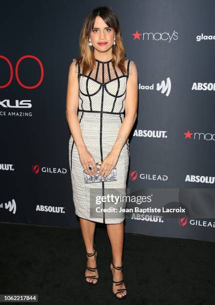 Natalie Morales attends Out Magazine's OUT100 Awards Celebration Presented By Lexus at Quixote Studios on November 15, 2018 in Los Angeles,...