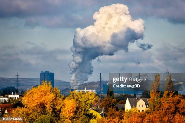 industrial autumn landscape in the ruhr, germany - coal plant stock pictures, royalty-free photos & images