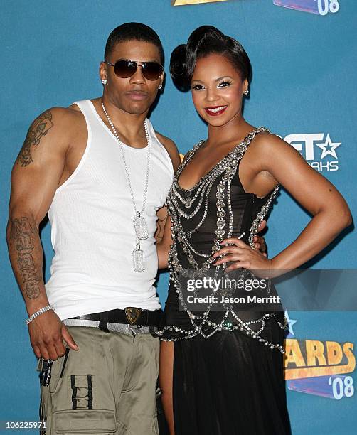 Rapper Nelly and Singer Ashanti in the press room at the 2008 BET Awards at the Shrine Auditorium on June 24, 2008 in Los Angeles, California.