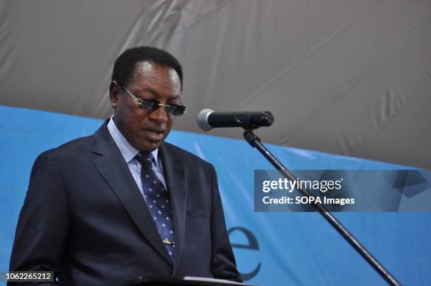 Prime Minister Bruno Tshibala seen speaking during the conference. The DRC mining conference that was attended by President Joseph Kabila, Prime...