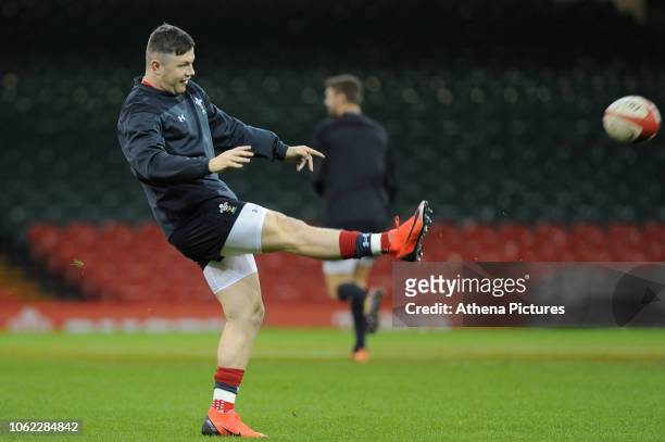 Steff Evans of Wales during the Wales Captains Run at The Principality Stadium on November 16, 2018 in Cardiff, Wales.