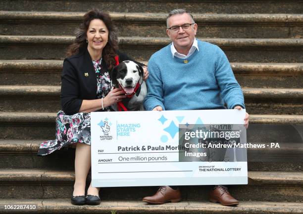 Patrick Morling and his wife Paula from Havant, Hampshire, during a photo call at the Queens Hotel in Southsea, Hampshire after they won £1 million...