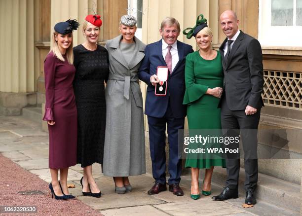 Former footballer and manager Sir Kenny Dalglish poses with his daughters Lauren Dalglish, Kelly Cates and Lynsey Robinson and wife Marina Dalglish...