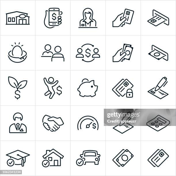 banking and finance icons - credit union stock illustrations
