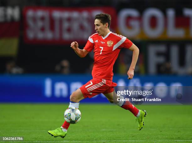 Daler Kuzyaev of Russia in action during an International Friendly match between Germany and Russia at Red Bull Arena on November 15, 2018 in...