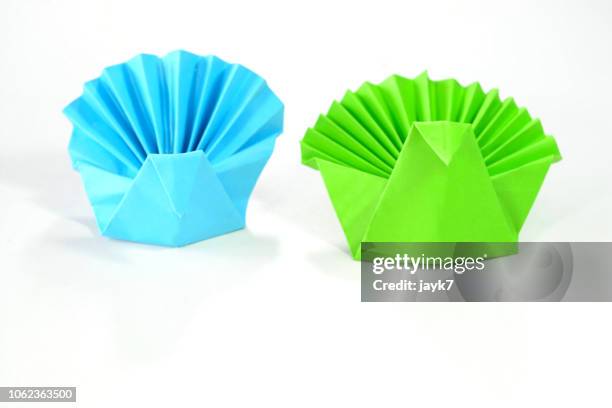 origami peacock - jayk7 origami stock pictures, royalty-free photos & images