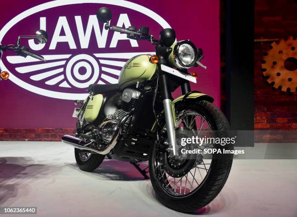 New Jawa bike models seen on display during the Jawa Motorcycles launch of the Classic Legend 'Jawa' and 'Jawa Forty Two' for Indian market in Mumbai.