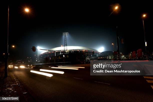 General view outside the stadium prior to the UEFA Nations League Group A match between Netherlands and France at the Stadion Feijenoord on November...
