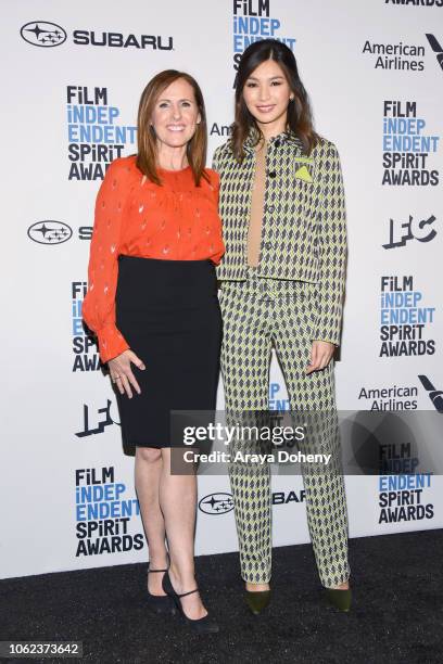 Actors Molly Shannon and Gemma Chan attend the 2019 Film Independent Spirit Awards Nomination Press Conference at W Hollywood on November 16, 2018 in...