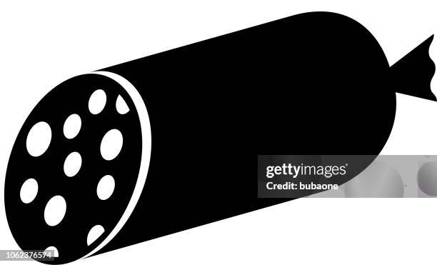 salami stick icon with long shadow - salami stock illustrations