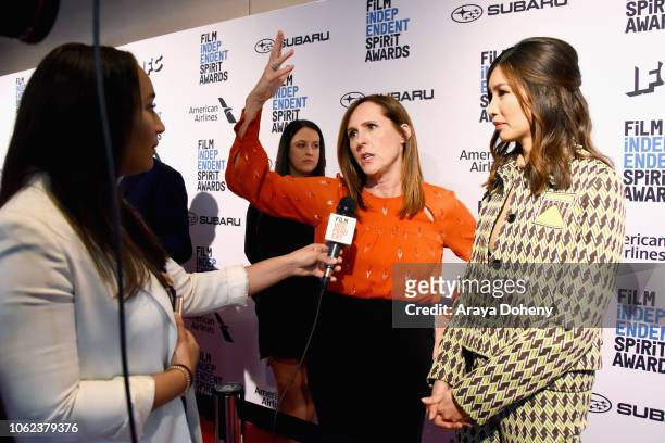 Actors Molly Shannon and Gemma Chan attend the 2019 Film Independent Spirit Awards Nomination Press Conference at W Hollywood on November 16, 2018 in...