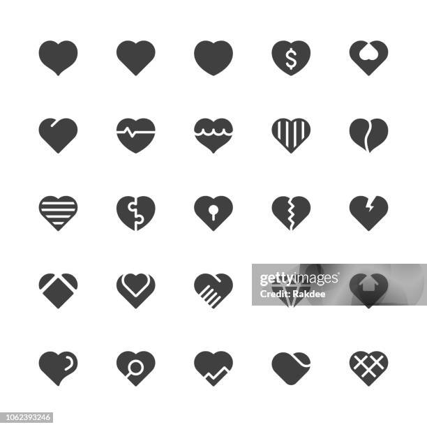 heart icons - gray series - damaged package stock illustrations