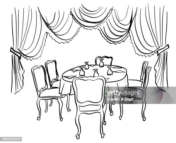 fancy french dining room - restaurant interior stock illustrations