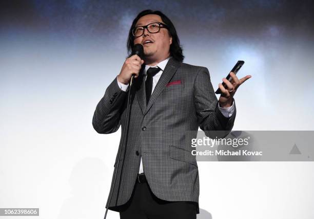 Director Joseph Kahn introduces the Los Angeles Premiere For YouTube Premium And Neon's Bodied on November 01, 2018 in Hollywood, California.