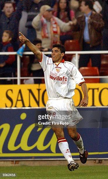 Reyes of Sevilla celebrating a goal during the Spanish Primera Liga match played between Sevilla and Valladolid match at the at R. Sanchez Pizjuan...