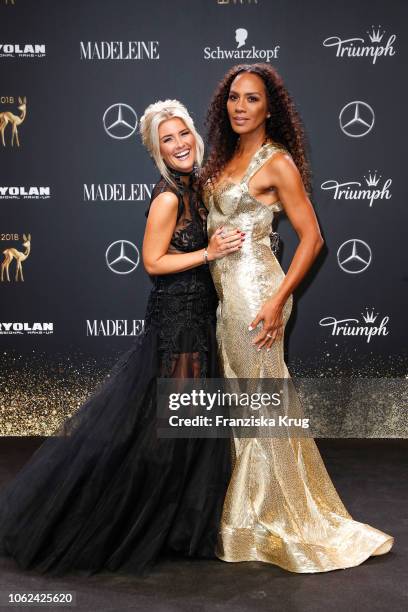 Jennifer Knaeble and Barbara Becker arrive for the 70th Bambi Awards at Stage Theater on November 16, 2018 in Berlin, Germany.