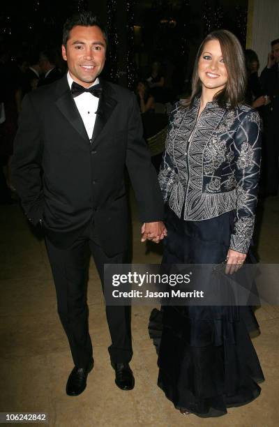 Oscar De La Hoya and wife Millie Corretjer during The 2006 Oscar De La Hoya Foundation "Evening of Champions" - Arrivals at Beverly Hilton Hotel in...