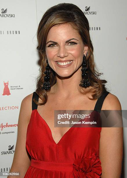 Natalie Morales wearing Tracey Reese during Mercedes-Benz Fashion Week Fall 2007 - Heart Truth Red Dress - Arrivals in New York City, New York,...