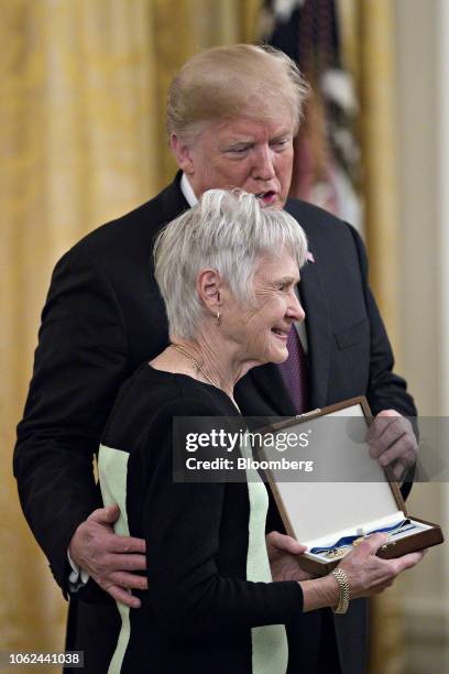 Maureen McCarthy Scalia, wife of former U.S. Supreme Court Justice Antonin Scalia, is presented the Presidential Medal of Freedom by U.S. President...