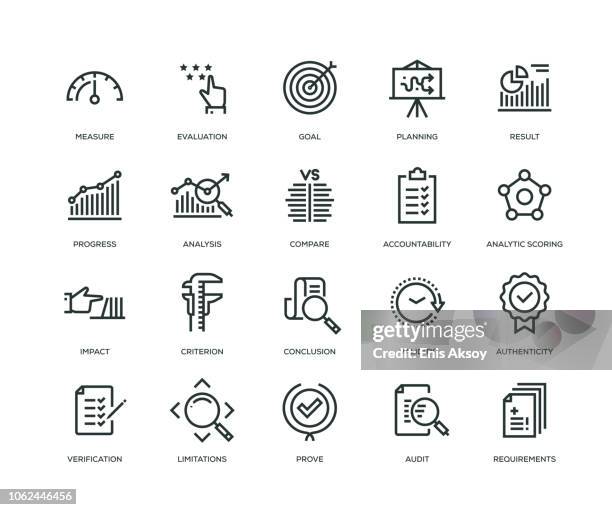 illustrations, cliparts, dessins animés et icônes de icônes d’évaluation - série en ligne - analytical data