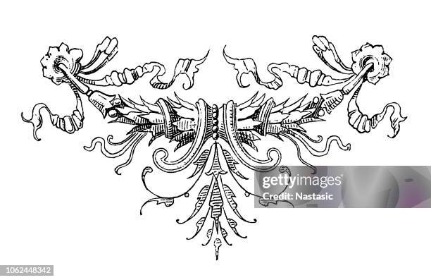 stockillustraties, clipart, cartoons en iconen met vintage pagina sieraad - gravure gefabriceerd object