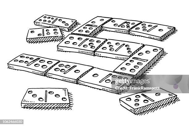 ilustraciones, imágenes clip art, dibujos animados e iconos de stock de dibujo de juego de domino - dominó