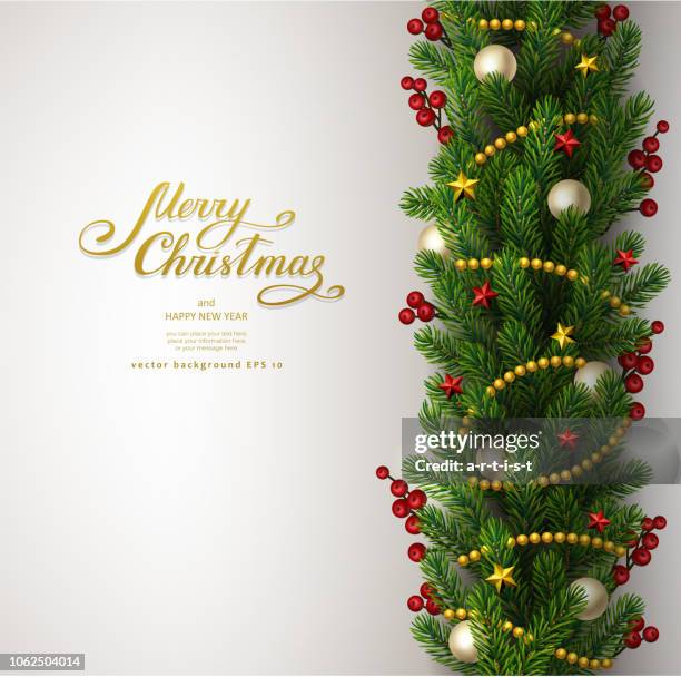 christmas background with fir tree - wreath stock illustrations