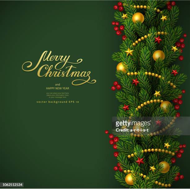 stockillustraties, clipart, cartoons en iconen met kerstmis achtergrond met fir tree - naald plantdeel