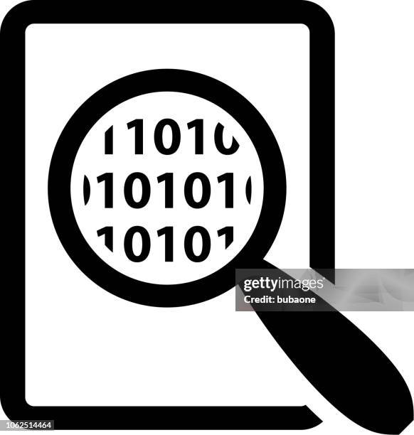 binary code icon with long shadow - binary code magnifying glass stock illustrations