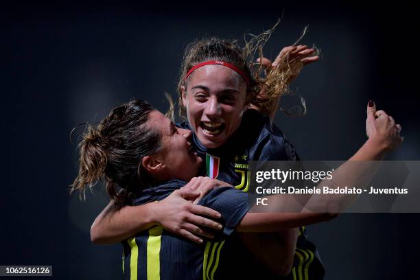 Juventus player Benedetta Glionna celebrates 1-0 goal with Cristiana Girelli during the match between Juventus Women and ASD Orobica on October 31,...