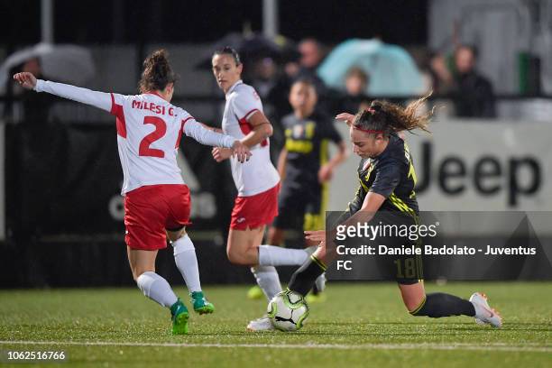 Juventus player Benedetta Glionna during the match between Juventus Women and ASD Orobica on October 31, 2018 in Vinovo, Italy.