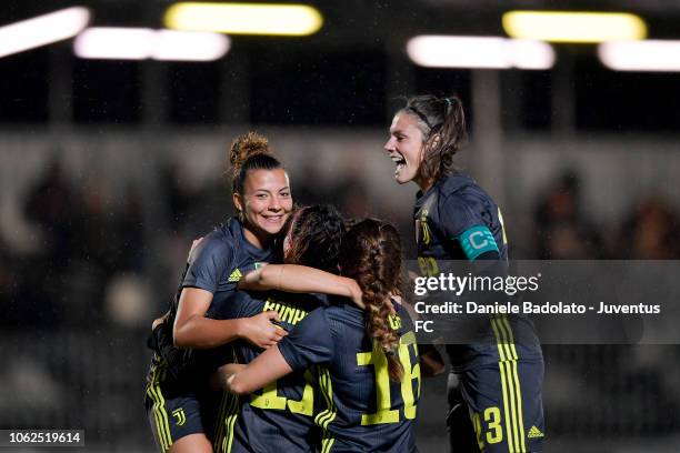 Juventus player Cristiana Girelli celebrates 2-0 goal during the match between Juventus Women and ASD Orobica on October 31, 2018 in Vinovo, Italy.