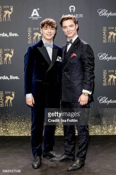 Youtube twins Heiko Lochmann and Roman Lochmann alias 'Die Lochis' attend the 70th Bambi Awards at Stage Theater on November 16, 2018 in Berlin,...