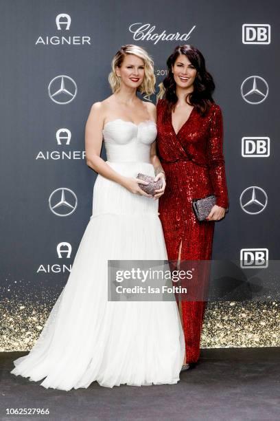 German actress Monica Ivancan and her sister Miriam Mack attend the 70th Bambi Awards at Stage Theater on November 16, 2018 in Berlin, Germany.