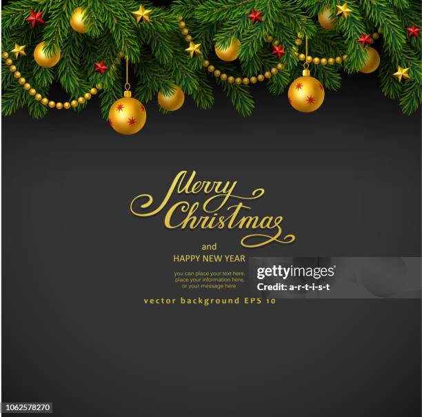 christmas background with fir tree - pine needles stock illustrations