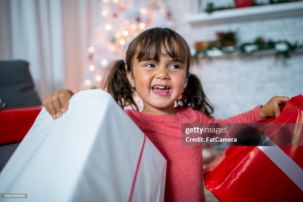 Excited with presents