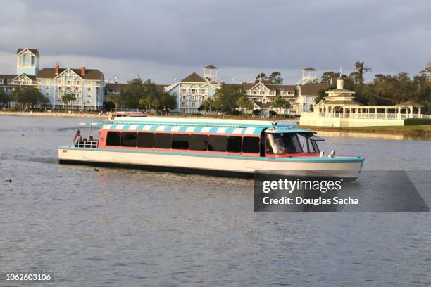 water taxi at walt disney world - canal disney stock pictures, royalty-free photos & images