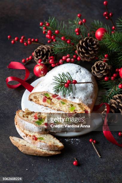 stollen - christmas cake stock pictures, royalty-free photos & images