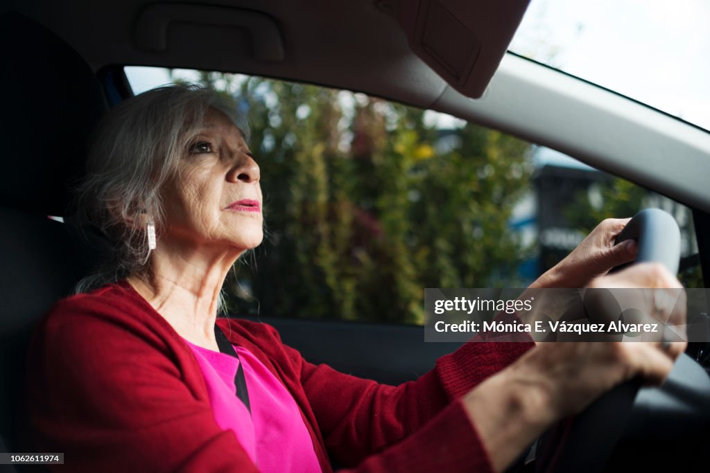 Mature woman driving