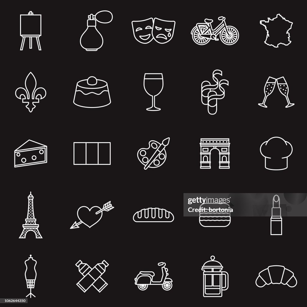 France Thin Line Outline Icon Set