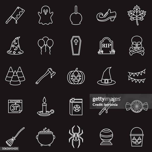 halloween thin line outline icon set - candy corn stock illustrations