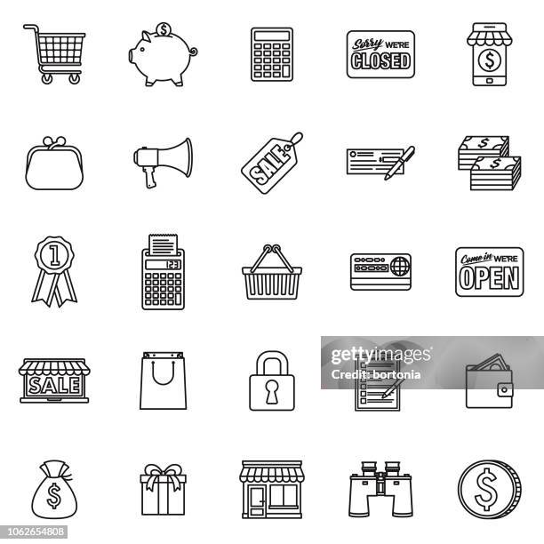 e-commerce thin line outline icon set - change purse stock illustrations